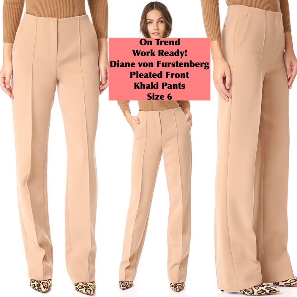 Diane von Furstenberg Pleated Khaki Pants Size 6